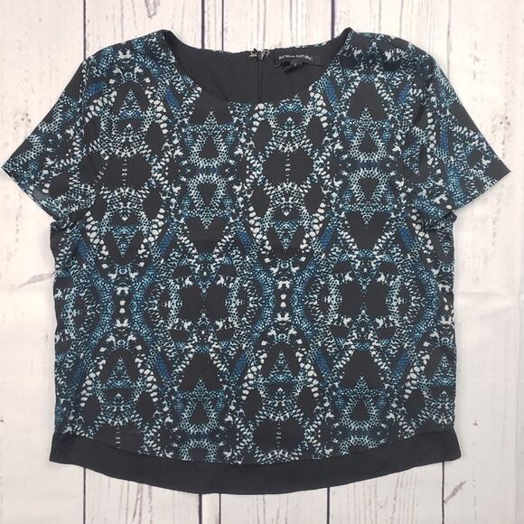 Banana Republic Tops - Banana Republic Black & Blue Snake Print Layered Blouse Women's Size Small